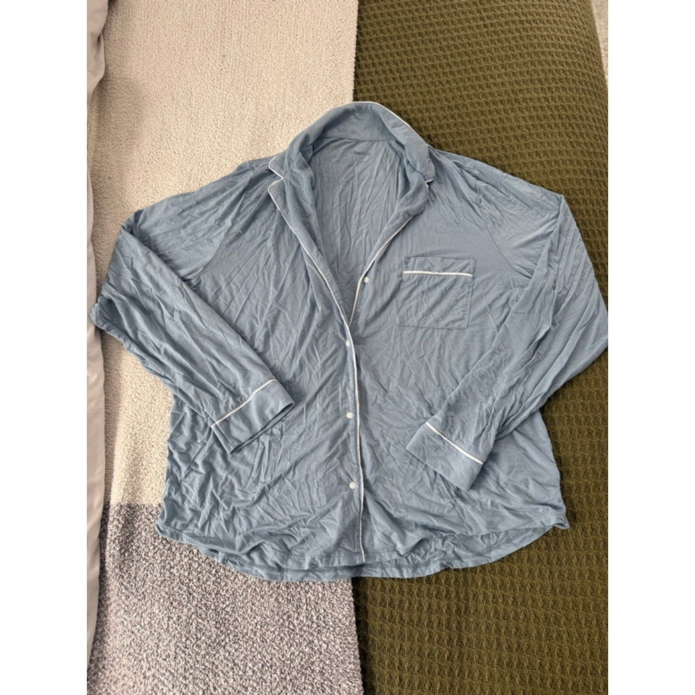 Women's GapBody Blue Pajama Top L with White Trim